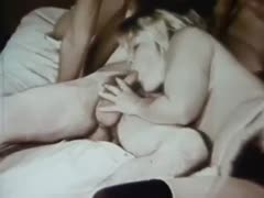 Blonde and dark brown hairy beauties fascinating one guy in bed